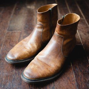Frye Leather Zip-Up Boots - Light Brown - Size 9 D